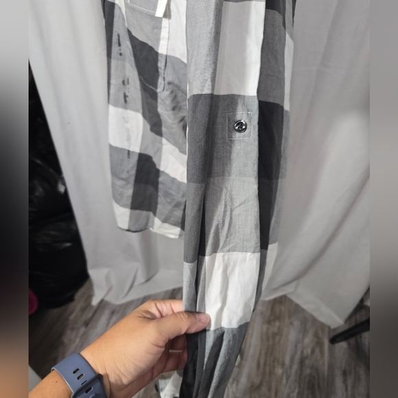 Men's Express Ultra Slim Checkered Button Down Shirt Sz Large - Picture 4 of 7